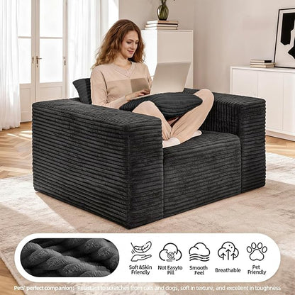 Single Cloud Sofa, Giant Bean Bag Chair with High Backrest & Wider Armrest, Foam Boneless Couch for Oversized Spaces, Comfy Furry Sofas with Pillows for Living Room, Bedroom, Apartment, Dorm, Office