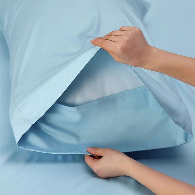 Bedsure Cooling Sheets Twin XL, Rayon Derived from Bamboo, Breathable & Soft Twin XL Sheet Sets, Deep Pocket Up to 16 Inches, Hotel Luxury Silky Dorm Bedding for Hot Sleepers, Aqua