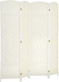 HOMCOM 4 Panel Room Divider, 6' Tall Folding Privacy Screen, Hand-Woven Freestanding Wall Partition for Home Office, Bedroom, White
