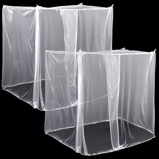 2 Pcs 4 Corners Mosquito Net for Bed Canopies Netting Bed Drapes Mesh for Twin Full Queen King Size Camping Home Outdoor Travel Dormitory(White,L75 X W60 X H67 Inch)