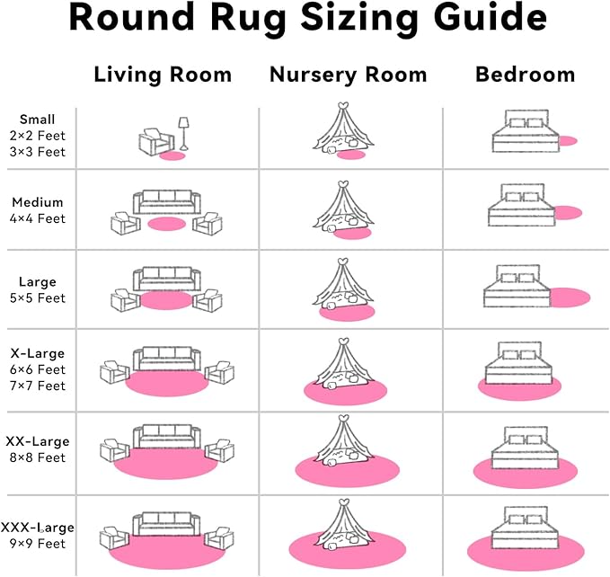 OLANLY Hot Pink Round Rugs for Bedroom - Machine Washable, 6 ft Circle Area Rugs for Living Room, Soft and Fluffy Shaggy Carpet for Teen Girls and Boys, Nursery Rooms, Dorms, Home Decor Aesthetic