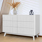 Fluted 6 Drawers Dresser for Bedroom,52" Wide Handleless Chest of Drawers with Faux Marble Top, Wooden Dresser TV Stand, Wood Drawer Organizer for Living Room, Hallway, White