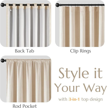 Lazzzy Beige Blackout Velvet Curtains 84 Inch Long Thermal Insulated Room Darkening Lined Curtain Drapes Luxury Back Tab Window Treatments for Bedroom Living Room 2 Panels, 52 x 84 Inch, Cream