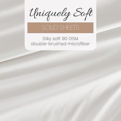 Linen Market Brushed Microfiber Twin Sheet Set 3 Piece – Oeko-TEX Certified Ultra Soft & Wrinkle-Free - 16" Deep Pocket Sheets - Easy Care Twin Size - White