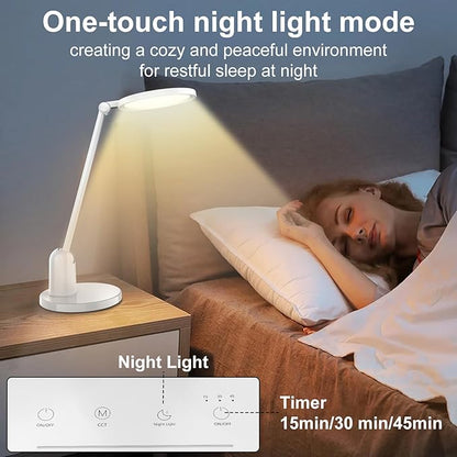 Desk Lamps for Home Office with Stable Base, 1000LM Ultra Bright Eye-Caring Desk Light, 3000K-6000K Dimmable Table Lamp with Stepless Dimming & Timing Function for Work, Reading, Bedroom