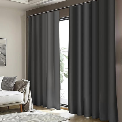 Room Divider Blackout Curtain Track Curtains Wall Dividers Panels Screen for Living Rooms Bedroom Office Privacy Partition Separation, W150 × L96 Inch,1 Panel, Black