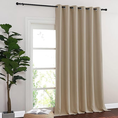 NICETOWN Sliding Door Curtain 108 Inches Long - Blackout Thermal Insulated Grommet Room Divider Privacy Drape for Patio Glass Door, 1 Panel, Taupe, 100 Inch Extra Wide