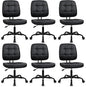 CLATINA Armless Home Office Chair with Lumbar Support and Wheels, Small PU Leather Ergonomic Low Back Desk Chairs No Arms, Adjustable Height 360° Swivel Rolling Computer Task Chair, Black, 6 Pack