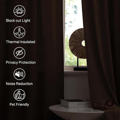 StangH Reddish Brown Curtains 84 inch Long for Bedroom, Soft Velvet Window Treatment Room Darkening Thick Decorative Drapes for Living Dining Room, W52 x L84, 2 Panels