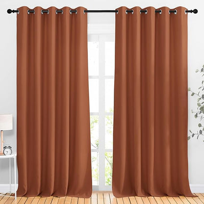 NICETOWN Bedroom Blackout Large Window Curtains - Room Darkening Energy Saving Thermal Insulated Grommet Room Divider Draperies for Living Room/Doorway (Burnt Orange, W66 x L90, 2 Panels)