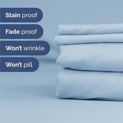Twin 4 Piece Sheet Set - Cooling, Comfy & Breathable - Hotel Luxury Bedding, Includes Fitted Sheet for Women, Men, Kids and Teens - 1 Flat, 1 Fitted Sheet, 2 Pillowcases with Deep Pockets - Sky Blue