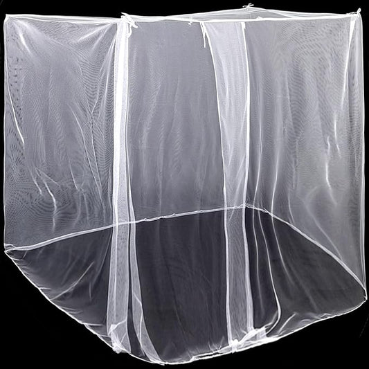 4 Corners Mosquito Net for Mosquiteros para Camas Bed Canopies Netting Bed Drapes Rectangular Mosquito Mesh for Camping Home Outdoor Travel(White,L87 X W79 X H79 Inch,1 Opening)