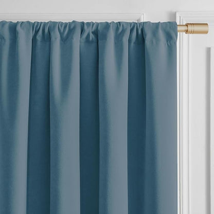 Joydeco Greyish Blue Velvet Curtains 72 Inches 2 Panels, Luxury Thermal Insulated Soft Curtains for Bedroom & Living Room, Room Darkening Velvet Drapes, Rod Pocket (52W x 72L)
