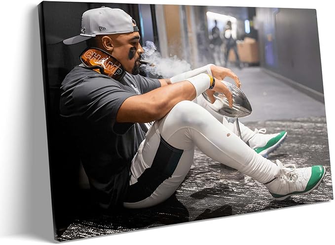 B.B.F MAKE 2025 Super Canvas Bowl Wall Art Champions Eagles Poster Print Philadelphia Hurts Painting Canvas Wall Decor Sports Stars Picture Modern Bedroom Living Room Home Decoration, Framed 24x30inch
