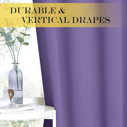 NICETOWN Blackout Curtain Panel 63 inch Long for Window - Thermal Insulated Solid Grommet Blackout Drape for Bedroom Living Room Kitchen (Single Panel, 52W x 63L, Lilac Purple)