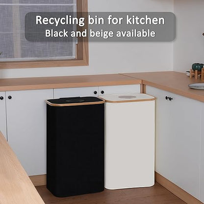 iEGrow 29 Gallons Recycling Bins for Kitchen, Indoor Recycle Bins with Lid, 110L Large Recycle bin with 2 Removeable Reusable Inner Bags, for Bottles Cans Glass Plastice Cartons(Green)