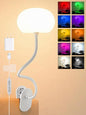 Clip on Light,10 Colors RGB & Warm White Cute Desk Lamp with Clamp, 10 Brightness Dimmable Night Light for Kids/Toddler/Baby, USB Adapter Clip on Lamp for Bedroom/Bed/Headboard/Bedside/Nursery