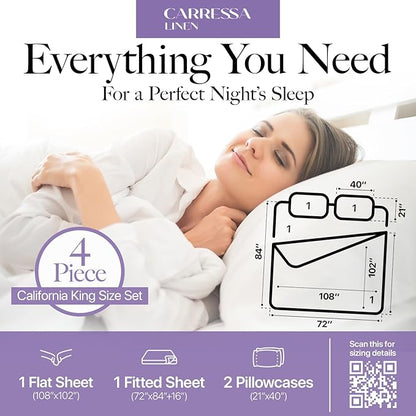 Carressa Linen California King Egyptian Cotton Sheet Sets - 600 Thread Count Cal King Cotton Sheet Set (4 PC, Cocoa Taupe), Extra Soft, Cooling, 16" Deep Pocket Sateen Weave Luxury Hotel Bed Sheets