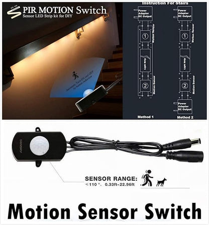 Sensky 19.7ft/6m Motion Activated LED Strip Light Kit Flexible LED Strip Motion Sensor for Bedroom, Gun Safe, Under Cabinet, Under Bed, Pantry, Kitchen, Stairway, Closet(Warm White,Upgraded Version)