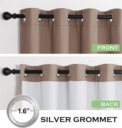 KGORGE Anti Dust Soundproof 100% Blackout Curtains 4 Layers Heavy Duty Energy Efficiency Window Curtains for Living Room Baby Bedroom Home Office Studio, Wide 52 x Long 95 inches, Mocha, 2 Panels