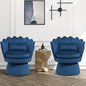 360° Swivel Accent Chairs Set of 2, Mid-Century Modern Velvet Barrel Chair, Comfy Shell Shape Arm Chair with Lumbar Pillow for Living Room, Bedroom, Office, Dark Blue