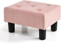 BRIAN & DANY Small Foot Stool, Velvet Foot Stools with Legs, Stable Small Footstool for Living Room, Pink
