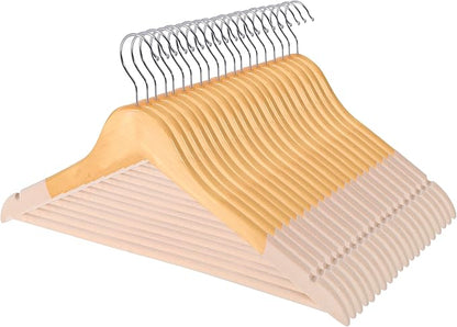 Wooden Hangers 20 Pack | Non-Slip Velvet Suit Hangers for Men | Luxury Velvet Hanger for Dresses, Coats, Jackets & Pants for Women and Men| Heavy-Duty Clothes Hanger - Beige – SAMSARC