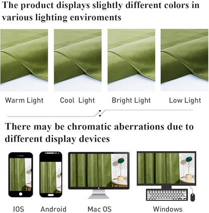 StangH Grass Green Curtains Velvet Drapes 108 inches Long Light Blocking Patio Door Curtain Panels Rod Pocket Window Treatment Set for Villa Parlor Holiday Decor, W52 x L108, 2 Panels