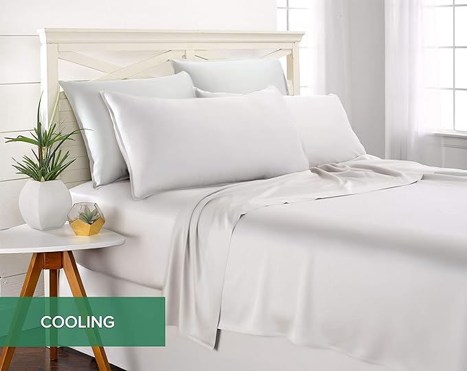 Pure Bamboo California King Sheets, Genuine 100% Organic Viscose Derived from Bamboo Bed Sheet Set, Soft & Cooling, Double Stitching, 2 Year Quality Promise (California King, White)