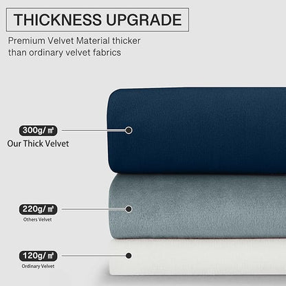 StangH Navy Blue Curtains 102 inches for Bedroom, Elegant Blackout Velvet Drapes Noise Reducing Sliding Door Covering for Dining Room Theater, W52 x L102, 2 Panels