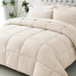 JOLLYVOGUE Twin XL Comforter Set, Ultra-Soft Bed in a Bag Twin XL Size 5 Pieces, Oeko-TEX Certified Bedding Set with Down Alternative Comforter, Sheets, Pillowcases & Shams, Beige