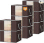 BALEINE 8 Pack Clothes Storage Bags, 16 Gallon Storage Containers with Reinforced Handle, Sturdy Zipper, Closet Organizer for Blanket, Comforter, Pillow, Bedding (Brown, 8 Pack)