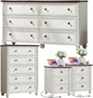 Farmhouse Dressers & Night Stand Set of 4, Wood 54" Wide Dresser & 45" Tall Chest of Drawers, 18" with Charging Station Nightstand Set of 2, Bedroom Furniture Dresser Set for Home Living Room Hallway