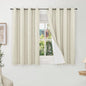 Short Blackout Curtains 45 Inch Length 2 Panels, Thermal Insulated Total Light Blocking Linen Window Curtains for Farmhouse Bedroom Basement, Bronze Grommet, Natural, Each 52" Wide