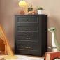 Gizoon Dresser for Bedroom with 4 Drawers Wooden Chest of Drawers for Closet Dresser Storage Unit Organizer for Hallway Living Room and Office, Black