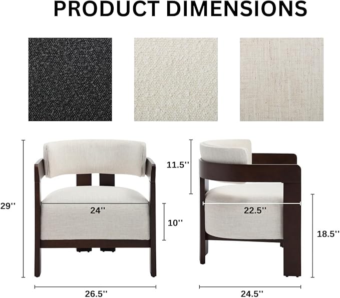 Beige Linen Accent Chairs Set of 2, Cozy Upholstered Living Room Chair for Bedroom, Walnut Wood Frame, Vintage Modern Lounge Reading Chair for Apartment Waiting Room Office,Beige