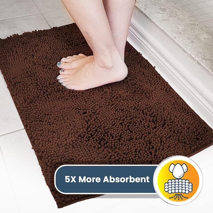 Muddy Mat® | Super Absorbent Door Mat Indoor, Microfiber Quick Dry Chenille Entryway Rug, Non-Slip Front Door Mat, Indoor Mats for Entryway, Machine Washable Pet Rug, Brown 59"x24"