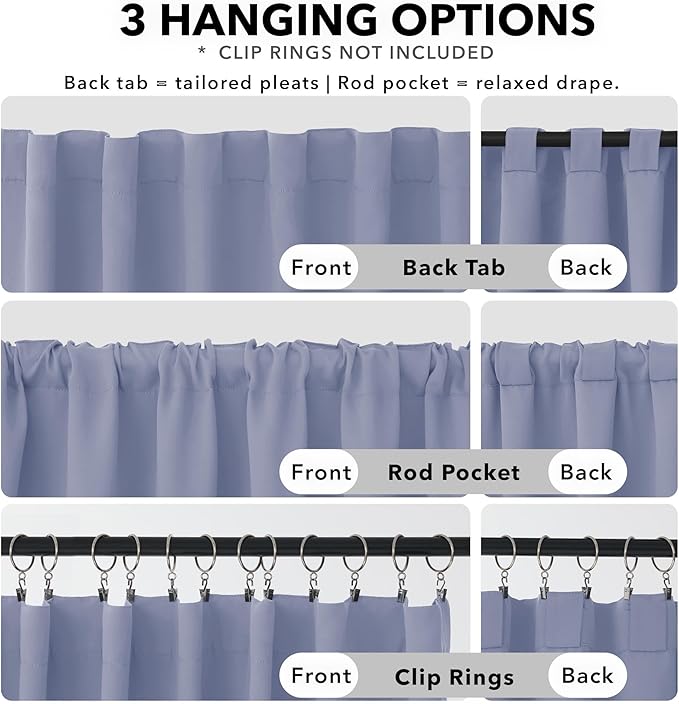 Deconovo Blackout Curtains, Thermal Insulated, W42 x L63 2 Panels, Back Tab, Machine Washable, Room-Darkening Drapes for Bedroom/Living Room Light Purple