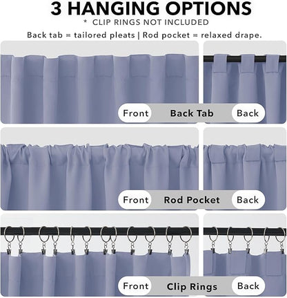Deconovo Blackout Curtains, Thermal Insulated, W52 x L108 2 Panels, Back Tab, Machine Washable, Room-Darkening Drapes for Bedroom/Living Room Light Purple