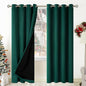 BGment Thermal Insulated 100% Blackout Curtains for Bedroom with Black Liner, Double Layer Full Room Darkening Noise Reducing Grommet Curtain (52 x 84 Inch, Emerald, 2 Panels)