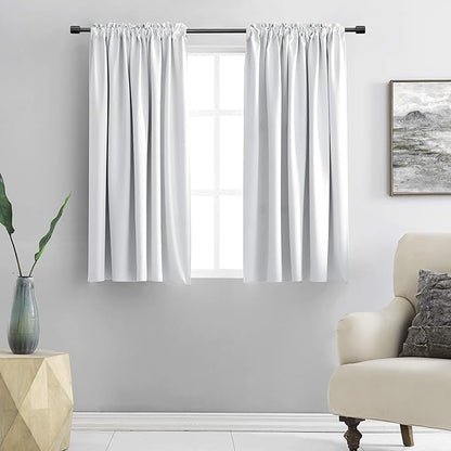 DONREN Greyish White Room Darkening Rod Pocket Curtain Panels - Window Treatment Thermal Insulated Curtains for Bedroom Off White(42 W by 45 L Inch,2 Panels)