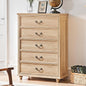 Farmhouse 5 Drawer Dresser for Bedroom, 45" Tall Vinatge Chests of Drawers w/ 4 Solid Gourd Feet, Mid Century Modern Boho Wood Closet Storage Dressers Organizer for Living Room, Natural Oak