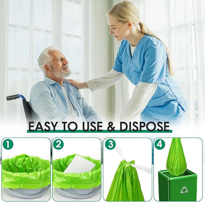 BOOWOO Commode Absorbent Pads, 90 Disposable Commode Pads for Commode Liners, Commode Liner Pads for Commode Chair, Bedpan, Bucket Toilet (90 Pads Only)