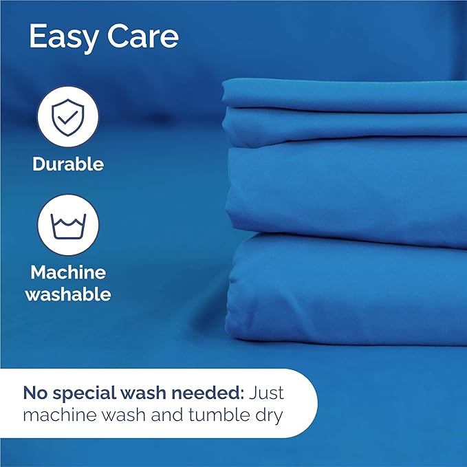 Split King 7 Piece Sheet Set - Cooling & Breathable - Hotel Luxury Bedding, Includes Fitted Sheets for Women, Men, Kids & Teens - 1 Flat, 2 Fitted Sheets, 4 Pillowcases w/Deep Pockets - Royal Blue
