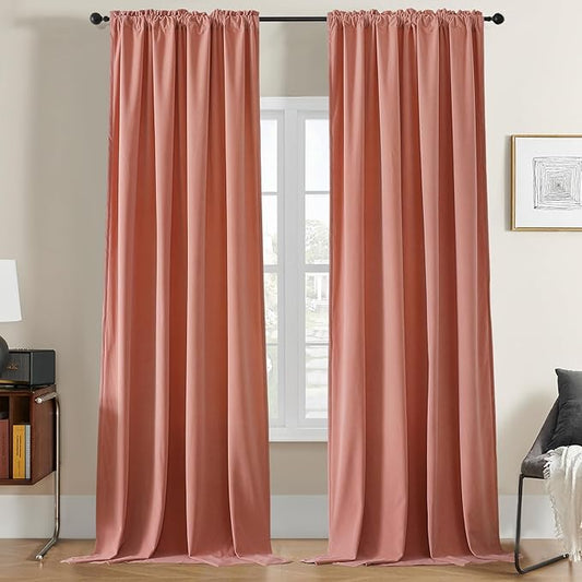 Joydeco Customized Velvet Curtains - Luxury Thermal Insulated Pink Velvet, Bedroom & Living Room, Rod Pocket, 1 Panel, Custom Size