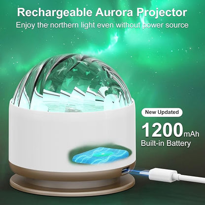 Northern Light Projector, Battery Operated Aurora Night Light with Timer Function, 13 Colors Galaxy Lamp Ripple Ceiling Projector Mood Ambient Lighting for Bedroom Adults Kids Room Girl Gift
