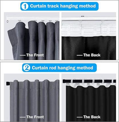 Room Divider Curtains Total Blackout Privacy Curtain Panel Room Thermal Insulated Noise Reduction Curtains for Bedroom Window Living Room Ceiling Track Curtain W 8.3 ft × H 8 ft Dark-Grey