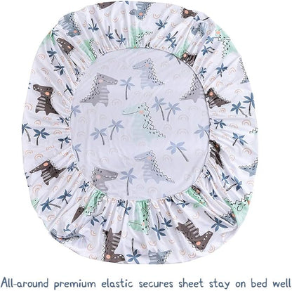 JSD Dinosaur Kids Sheet Set Twin Size, 3 Piece Palm Tree Printed Microfiber Bed Sheets Deep Pocket