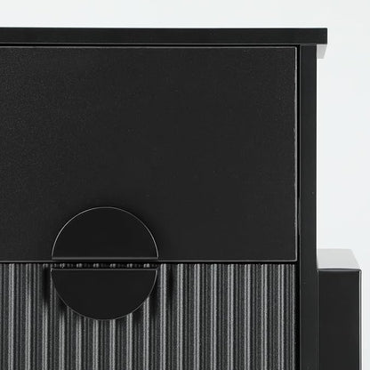 LGHM Fluted Dresser for Bedroom with 6 Drawers, Modern 6 Drawers Dressers with Semicylinder Fluted, Solid Chest of Drawers, 44.5" Tall Dresser with Stable Steel Frame, Metal Handles, Black