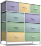 Sorbus Kids Dresser with 9 Drawers - Furniture Storage Chest Tower Unit for Bedroom, Hallway, Closet, Office Organization - Steel Frame, Wood Top, Fabric Bins (Pastel 1, Pastel)